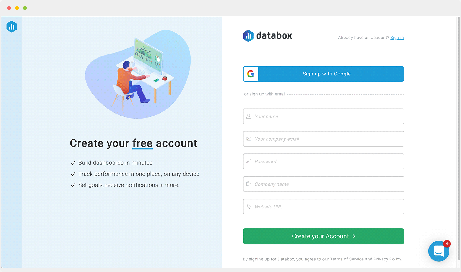 创建一个免费账户